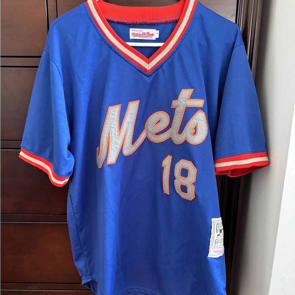 Vintage New York Mets Mitchell & Ness Blue Strawberry #18 Jersey  - Small